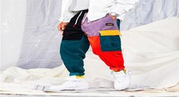 Hip Pants Vintage Colour Block Patchwork Corduroy Cargo Harem Pant Jogger Sweatpant Cotton Trouser1066826