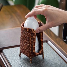 Tea Trays Japanese-style Cup Holder Handmade Storage Basket Bamboo Woven Box Household Set Accessories