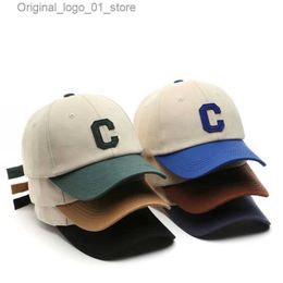 Ball Caps Unisex cotton baseball cap suitable for both women and men casual snapshot cap fashionable letter C patch cap summer sun visual cap Q240408