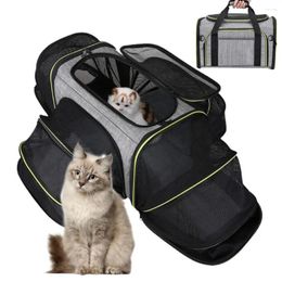 Cat Carriers Durable Bag Expandable Pet Carrier Handbag Outdoor Zipper Closure Safety Belt Travel Supplies