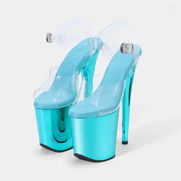 Dance Shoes LAIJIANJINXIA PVC Sexy Exotic Pole Dancing Summer Women Sandals 20CM High Heels Buckle Strap Size 34-46 HSS202403