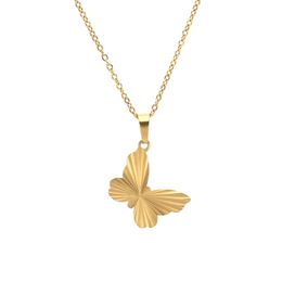 Golden 3D Butterfly Pendant Necklace Unique Paper Folding Design Durable Titanium Steel Statement Jewelry Piece