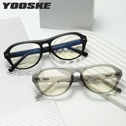 Sunglasses Frames YOOSKE Art Retro Large Frame Square Glasses 2024 Fashion Anti Slip Ultra Light Women's Myopia Blue