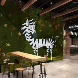 Wallpapers Abstract Cartoon Zebra Children 3d Wallpaper Papel DE Parede Living Room Tv Sofa Wall Kids' Bedroom Restaurant Bar Mural