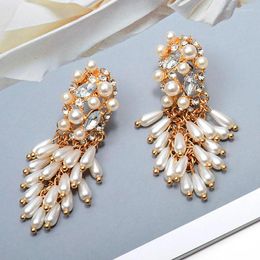 Dangle Earrings Wholesale Hang Pearl Dangling Drop Long Studded With Crystal Fashion Jewellery Accessories For Women Christmas Gift