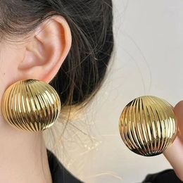 Stud Earrings XIALUOKE Geometric Striped Metal Semi-circle For Women European American Style Hyperbole Party Jewellery