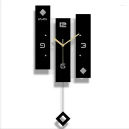 Wall Clocks Home Living Room Decor Black Acrylic Creative Swing Watch Office Decoration Bedroom Silent Fashion Clock