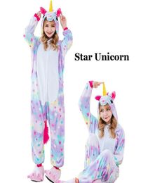 Winter Unisex Unicorn Pajamas Kigurumi Animal Star Pyjamas women Adult onesies Cosplay Flannel stitch Onesie Sleepwear Whole2887704