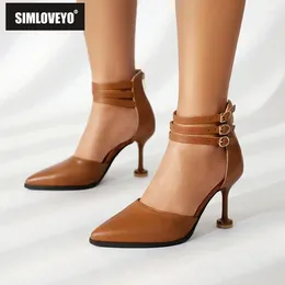 Sandals SIMLOVEYO 2024 Summer High Heel Women Pointed Toe Stiletto Multiple Buckle Strap Plus Size 45 46 47 Sexy Party Shoes