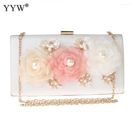 Evening Bags Women Flower Crossbody Shoulder Bag Leather Clutch Bridal Wedding Prom Handbag Brand Dinner Clutches Purse