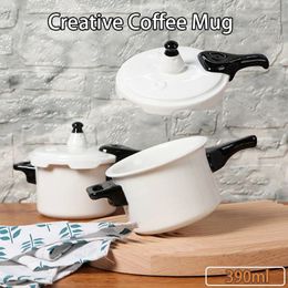 Mugs AhunderJiaz Creative Ceramic Coffee Mug Pressure Cooker Large Capacity Noodle Bowl Novelty Birthday Gift Tea Cup Set