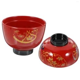 Dinnerware Sets Japanese Container Bowl Lid Service Salad Rice Bowls Ramen Traditional Cover Lidded