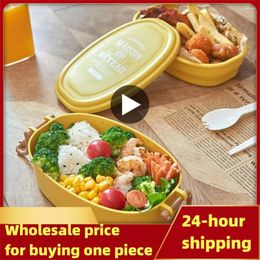 Dinnerware Snack Box Simple Japanese And Vegetable Collocation Double-layer Design Healthy Nutrition Easy To Carry Bento Fruit