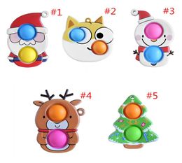 Push Bubble Toys Party Favor Christmas Santa Claus Tree Snowman Design per Bubbles Keychain Sensory Desktop Game Kids's Puzzle Stree Relief 7585636