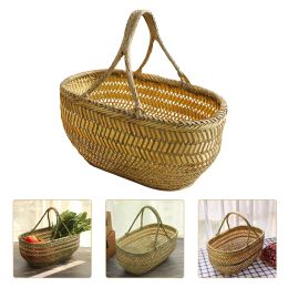 Baskets Hand Shopping Basket Vegetable Garden Hod Portable Hamper Storage Harvest Bamboo Weaving Gardening Wooden Rattan