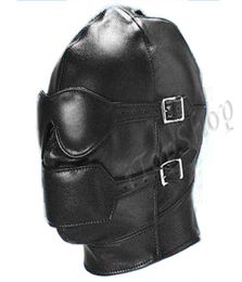 Gimp Head Mask Hood Blindfold Bondage Black Faux Leather Fetish Kinky Play UK R5016398483