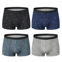 Underpants 4-piece MEN'S Boyshort Young Men Loose Printed Comfortable Underwear Middle-aged And Old Increase Boyshort.