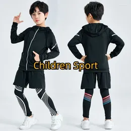 Gym Clothing Children Sport Suit Set Long Sleeve Compression Shirt Boys Fitness Basketball Soccer Training Quick Dry Workout Sportwear