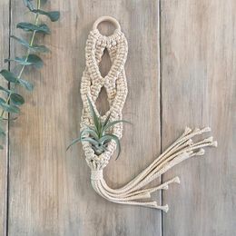 Tapestries 1pc Macrame Air Plant Hanger Tapestry Natural Indoor Hanging Planter Boho Handwoven For Bedroom Living Room Home Decor