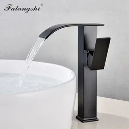 Bathroom Sink Faucets Waterfall Tall Basin Taps Cold And Water Vanity Vessel Mixer Tap Deck Mounted Brass Faucet WB1031