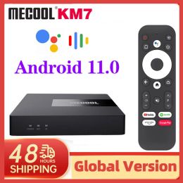 Box Mecool KM7 Smart TV Box Android 11 ATV Google Certified LPDDR4 4GB RAM 64GB 4K USB3.0 Dual Wifi AV1 BT4.2 4K Set Top Box 2G 16G