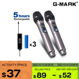 Microphones Wireless Microphone GMARK X220U UHF Recording Karaoke Handheld 2 Channel Lithium Battery 50m For Stage Church Party School