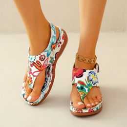 Women Sandals Orthopedic Wedge Heels Sandals 2024 Summer Fashion Buckle Shoes for Women Beach Flip Flops Zapatos De Mujer 240407
