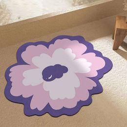 Diatom Mud Bathroom Absorbent Floor Mat Anti Slip Irregular Flower Household Coffee Table Bedroom Cloakroom Carpet