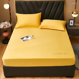 Bedding Sets 2024 Est Polyester Four Corners With Elastic Band Bed Sheet Bedspread Non-slip Mattress Cover Dustproof Yellow Color