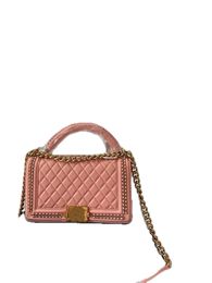 Aaa 6 Colours Vintage Women Designer Boy Flap Bag With Top Handle Aged Gold Metal Hardware Chain Adjustable Leather Strap Medium Crossbody Should