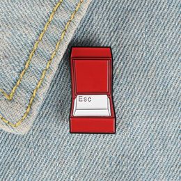 Funny ESC Keyboard box Brooches Pins Red Box Badges Hard enamel lapel Backpack for woman Lovers Lucky Badges pins Brosche Spille