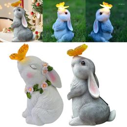 Garden Decorations Solar Decorative Light Waterproof Rabbits Sculptures Resin Cartoon For Outdoor Decor