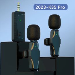 Microphones 2023 K35Pro Wireless Lavalier Noise Reduction Microphone 3.5mm AUX for Amplifier Camera Computer Mobile Phone Speaker K35 Pro