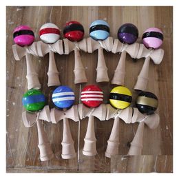 Party Favour Sales Stripes Line Kendama Ball Big Size 18.5X6Cm Japanese Traditional Wood Game Toy Education Gift Toys Drop Delivery Hom Dht46