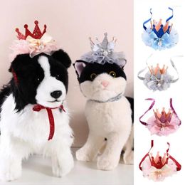 Dog Apparel Pet Headwear Adorable Cosplay Accessory Princess Lace Crown Headdress For Birthday Bandanas Drool Bib Pink Skirt