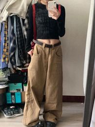 Women's Jeans Fashion Khaki Casual Wide Leg Women Oversized High Waisted Vintage Wash Loose Straight Trousers Korean Street Y2K Pants