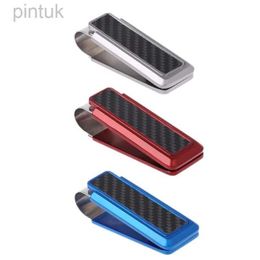 Money Clips THINKTHENDO Mens Business Stainless Steel Money Clip Credit Carbon Fiber Women New Fashion Cash Clips 240408