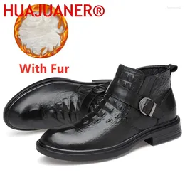 Boots High Quality Genuine Leather Mens Luxury Men Casual Shoes Fashion Plush Ankle For Winter Man With Fur