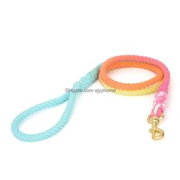 Dog Training & Obedience Leashes Rainbow Rope Walking Candy Colour Knitted Cat Pet For Small Medium Big Dogs Drop Delivery Home Garden Dh1Mb