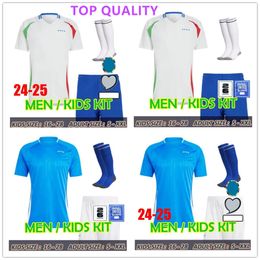 24 25 Italys soccer jerseys kids kit Italian jersey SCAMACCA CHIESA football shirts JORGINHO BARELLA VERRATTI Maglia 2024 2025 italiana adult kit national team