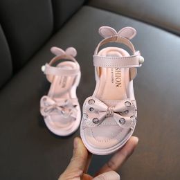 Sneakers Casual Soft Girls Princess Summer Flats For Kids Toddler Shoes New Children Butterflyknot Glitter Pearls Open Toe Beach Sandals