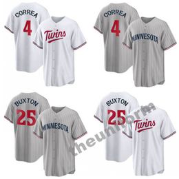 Men's Size S-3XL Minnesota 4 Carlos Correa 25 Byron Buxton Baseball Jersey Twins Stitched