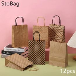 Gift Wrap StoBag Kraft Paper Protable Bag Wholesale Packaging Candy Cookies For Winter Christmas Gifts Shopping