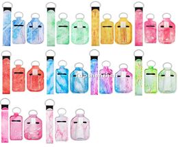 Favour Gifts 4pcsset Neoprene Marble Wristlet Keychains Lanyard Chapstick Holder Hand Sanitizer Travel Empty Bottles Set With Meta4656176