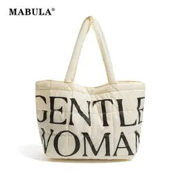 Evening Bags MABULA Quilting Puffer Padded Large Capacity Women Shoulder Bag Simple With Buckle For Letter Print Lightweight