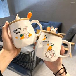 Mugs Cartoon Cup Turnip Wooden Cover Ceramic Lovely With Spoon Water Mug. Couple