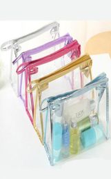 Transparent Cosmetic Bags PVC Zipper Clear Waterproof Makeup Bag Women Travel Toiletry Storage Bags Makeup Organizer Case 7styles 8132078