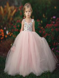 Flower Girls Dress for Wedding Party Kids Boutique Clothes 27T Children Ankle Length Sleeveless Tutu Dresses Backless9101506