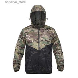 Outdoor Jackets Hoodies Ultra Light Tactical Jackets Mens Camouflage Hooded Army Combat Skin Jacket Summer Quick Dry Military Hike Fish Clothing L48