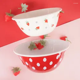 Bowls Enamel Strawberry Salad Bowl Large Soup Home Fruit Plate Living Room Basket Basin Noodle